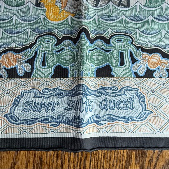 Hermes 90cm silk Scarf "Super Silk Quest" - Picture 2 of 9